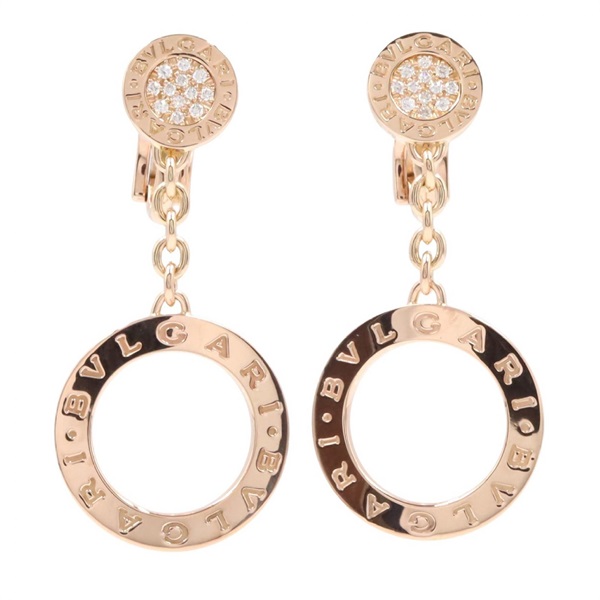 BVLGARI Bvlgari Bvlgari Pave Diamond Earrings 18KRG Pink Rose Gold Used Women