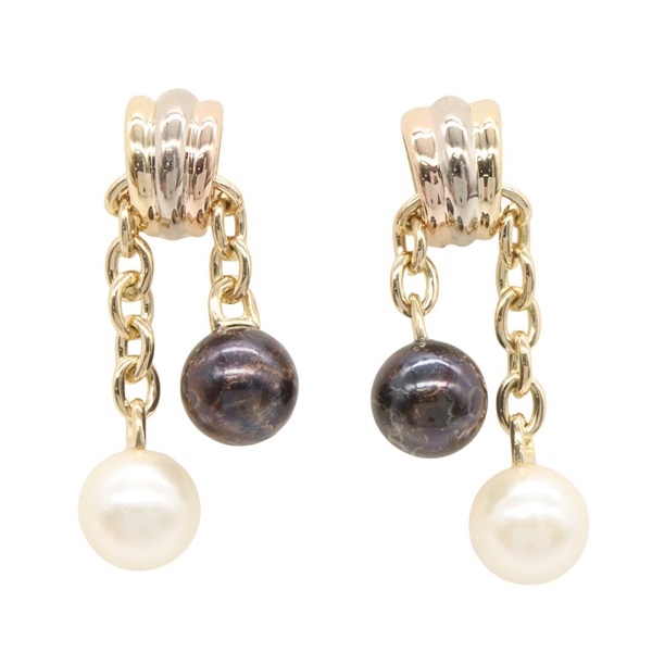 CARTIER Trinity Pearl Pierced Earrings 18KYWRG Gold Pearl Used Women