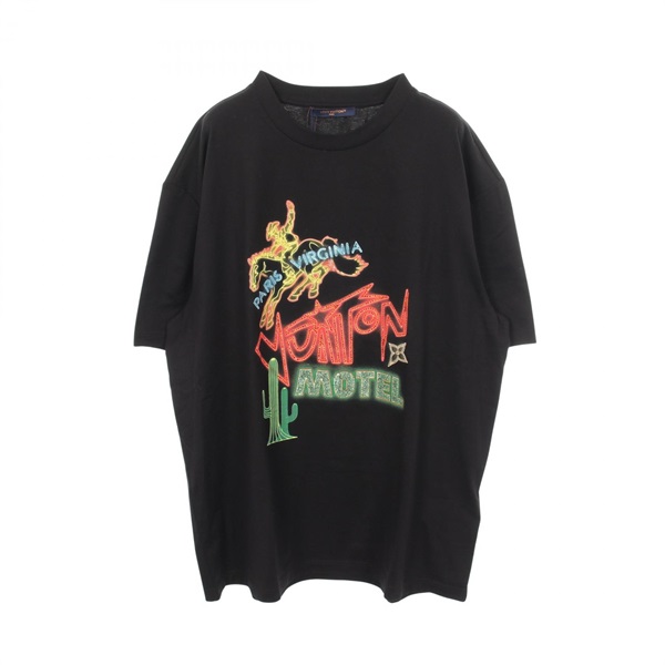 LOUIS VUITTON Graphic Embellished T-shirt RM242M NPG HRY80W cotton BK Used #4L