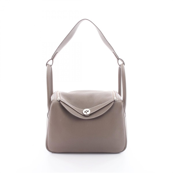 HERMES Lindy 30 Shoulder hand Bag P 073426CK Taurillon Clemence Etoupe SHW Used