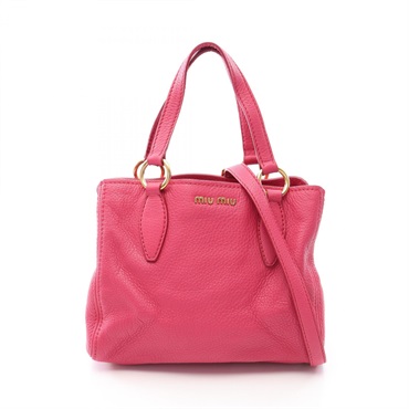 Miu Miu VITELLO CARIBU shoulder crossbody Handbag RN0757 leather Pink Used Women