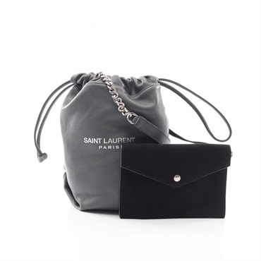 SAINT LAURENT PARIS TEDDY SMALL Crossbody Shoulder Bag 533828 leather Gray Used