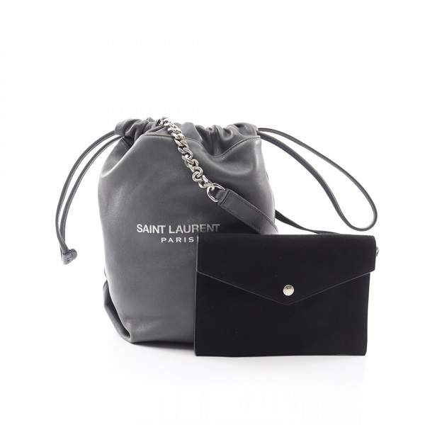 SAINT LAURENT PARIS TEDDY SMALL Crossbody Shoulder Bag 533828 leather Gray Used