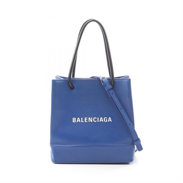 BALENCIAGA Shopping tote XXS crossbody shoulder Tote Bag 572411 leather Blue BK