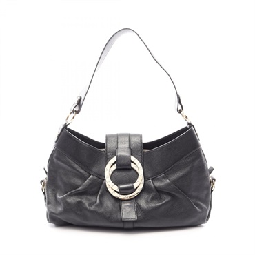 BVLGARI Chandra Shoulder Handbag leather Black SHW Used Women