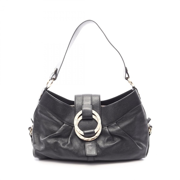BVLGARI Chandra Shoulder Handbag leather Black SHW Used Women