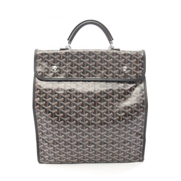 GOYARD Saint Leger Rucksack Backpack PVC coated canvas leather Black Used