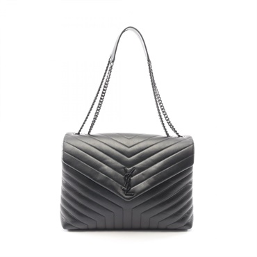 SAINT LAURENT PARIS Loulou Large Chain Shoulder Bag leather Black Used Women