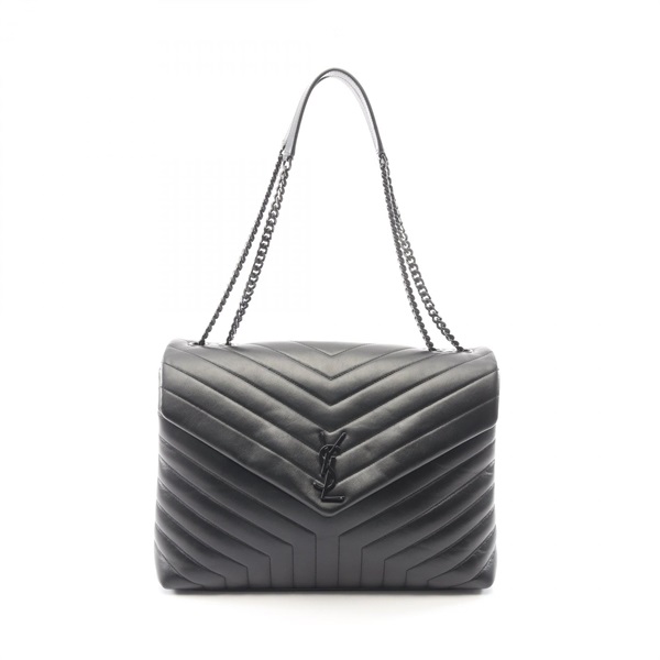 SAINT LAURENT PARIS Loulou Large Chain Shoulder Bag leather Black Used Women