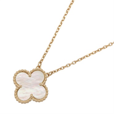Van Cleef & Arpels Vintage Alhambra Mother of Pearl Necklace 18KYG Used Women