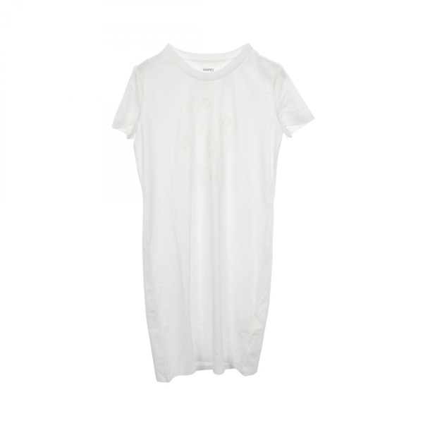 HERMES Do Re Boucles Short-sleeved Dress #34 cotton White Preowned Women