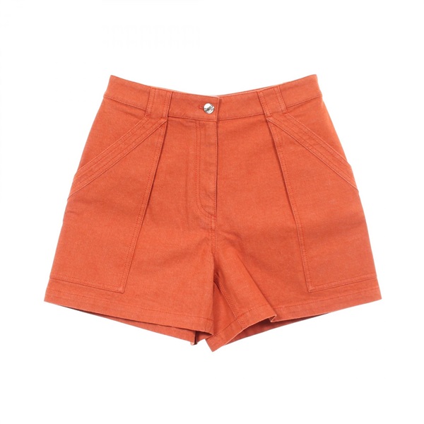 HERMES Serie Button Short Denim pants Shorts #38 cotton Orange mens