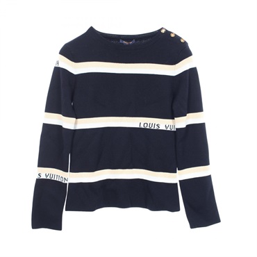 LOUIS VUITTON Border Knitwear Sweater RW192W QQI FHKL22 wool Navy White Used #L