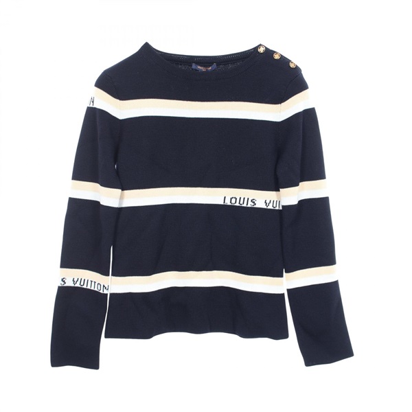 LOUIS VUITTON Border Knitwear Sweater RW192W QQI FHKL22 wool Navy White Used #L
