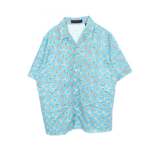 LOUIS VUITTON Distorted Damier Short Sleeve Shirt RM211 ZYT HKS77W cotton #XL LV