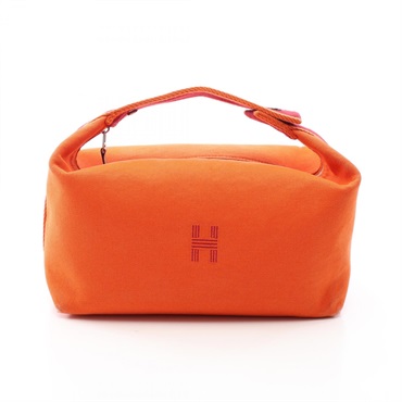 HERMES Bride a Brac GM Handbag pouch purse H104223M 05 canvas Orange Feu SHW