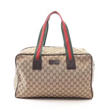 GUCCI GG canvas Square Shoulder Duffel Bag 153240 canvas leather Beige Used