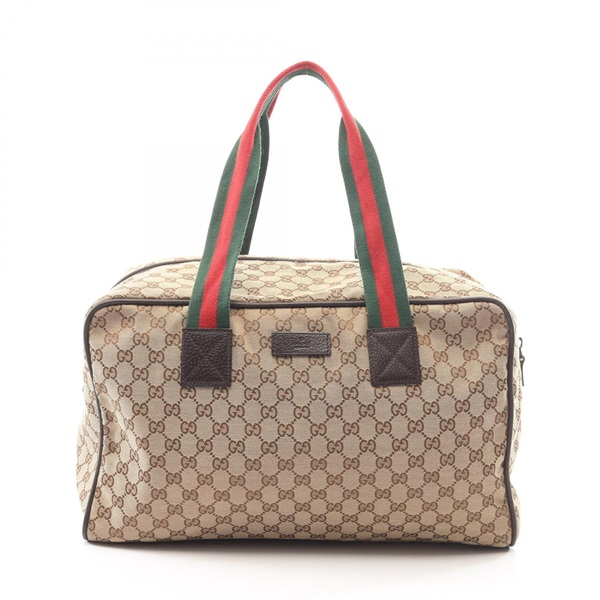 GUCCI GG canvas Square Shoulder Duffel Bag 153240 canvas leather Beige Used