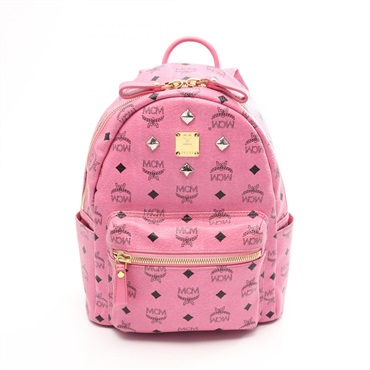 MCM STARK VISETOS Rucksack Backpack MMK5SVE37PK001 canvas Pink Black Used Women