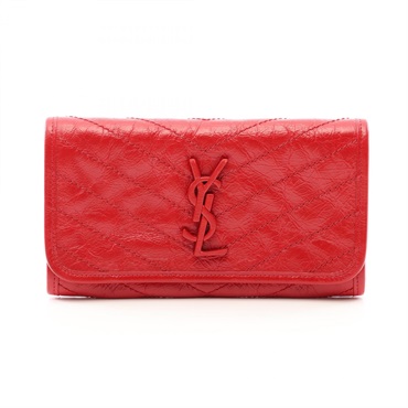 SAINT LAURENT PARIS Niki Bifold purse wallet 583552 leather Red Used Women