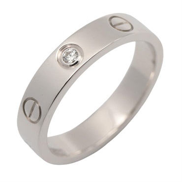 CARTIER Mini Love Diamond Ring 18KWG White Gold Used Women US size 5.75 #51