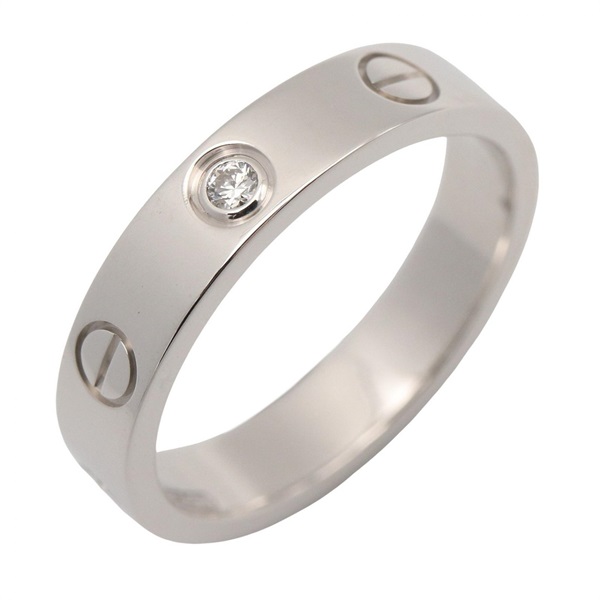 CARTIER Mini Love Diamond Ring 18KWG White Gold Used Women US size 5.75 #51