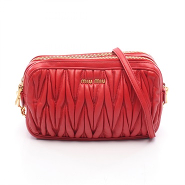 Miu Miu Materasse Shoulder Crossbody Bag Lambskin leather Red Used Women