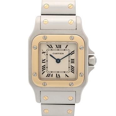 CARTIER Santos Galbe SM Wrist Watch W20012C4 Quartz 18KYG Gold SS Used Women