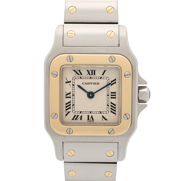 CARTIER Santos Galbe SM Wrist Watch W20012C4 Quartz 18KYG Gold SS Used Women