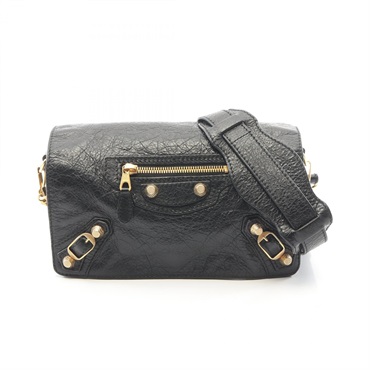 BALENCIAGA Giant Toolkit Shoulder Crossbody Bag leather Black Used Women