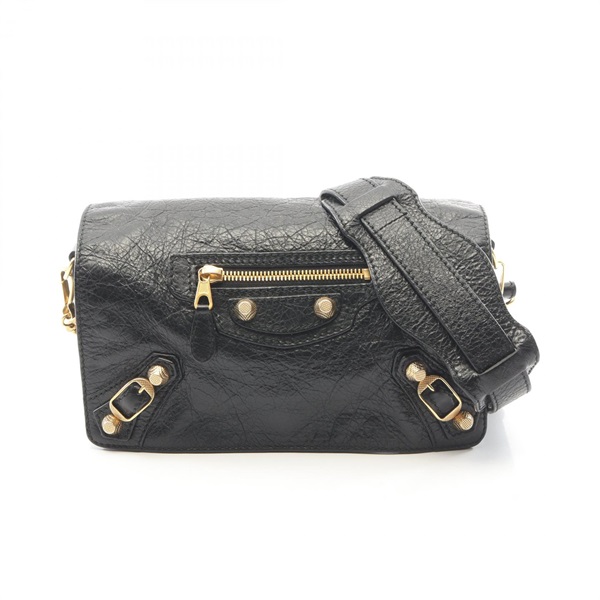 BALENCIAGA Giant Toolkit Shoulder Crossbody Bag leather Black Used Women