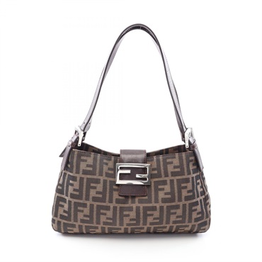 FENDI Zucca Shoulder Handbag 26583 canvas leather Brown SHW Used Women FF