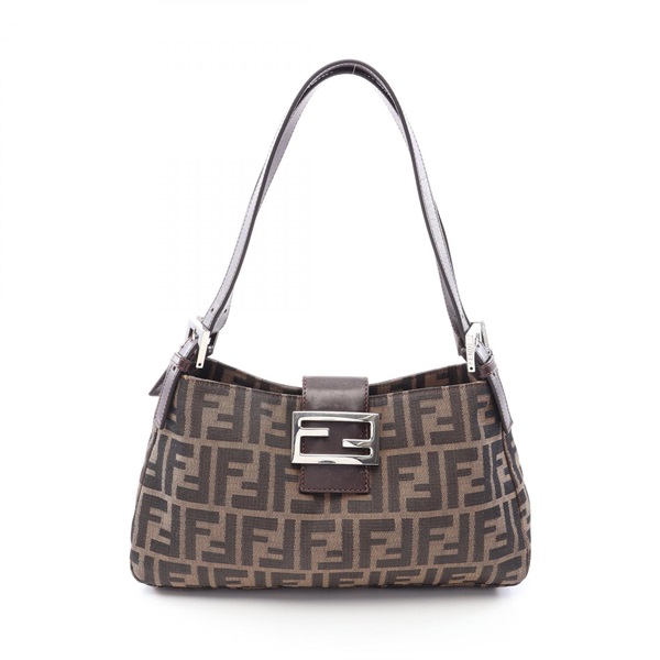 FENDI Zucca Shoulder Handbag 26583 canvas leather Brown SHW Used Women FF