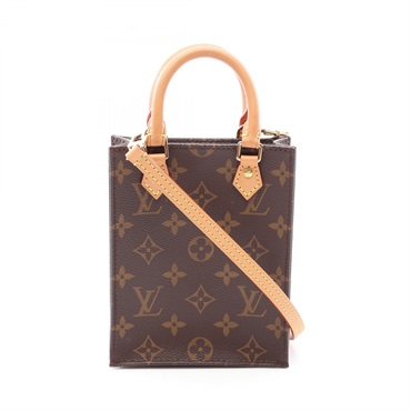 LOUIS VUITTON Petite Sac Plat Shoulder Handbag M69442 Monogram canvas Brown Used