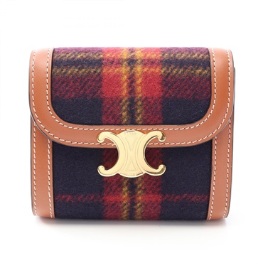 CELINE Triomphe Small Flap Tri-fold wallet 10D782GEO.14ML wool leather Used