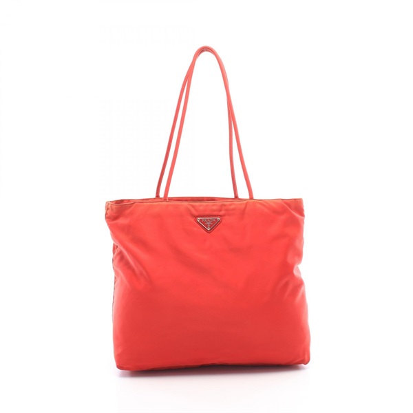 PRADA Triangle logo Tote Shoulder Bag Nylon Red Used Women