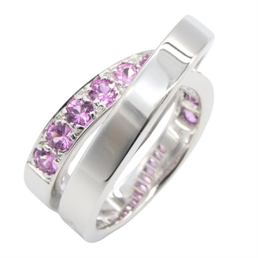 CARTIER Paris Ring 18KWG White Gold Pink sapphire Used Women US size 6.5 #53