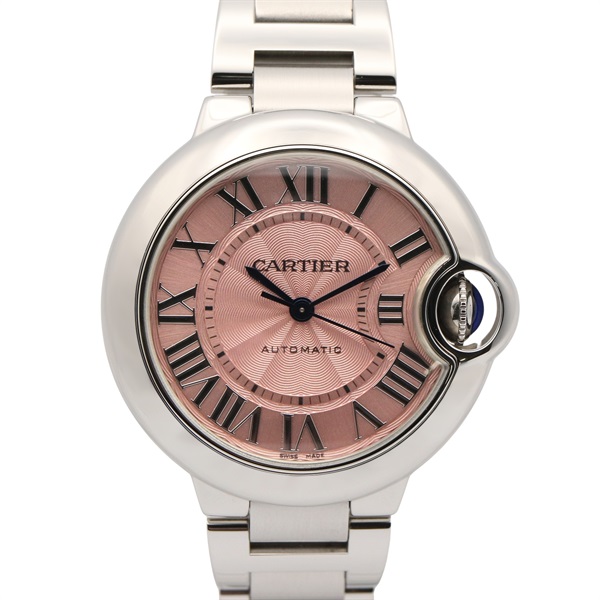 CARTIER Baron Blue Wrist Watch W6920100 Automatic Stainless Steel Used Women
