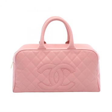 CHANEL Matelasse COCO Mark Bowling Handbag Calfskin leather Pink GHW Used Women