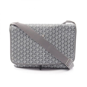 GOYARD Capetian MM Shoulder Bag PVC coated canvas leather Gray White Used unisex
