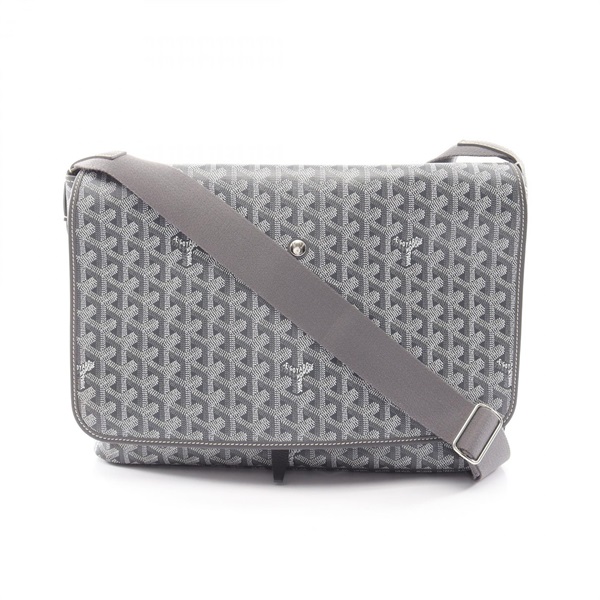 GOYARD Capetian MM Shoulder Bag PVC coated canvas leather Gray White Used unisex