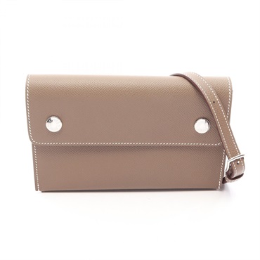 HERMES Hermes Snap To Go Shoulder Bag Epsom leather Gray Etoupe Grey Used W SHW