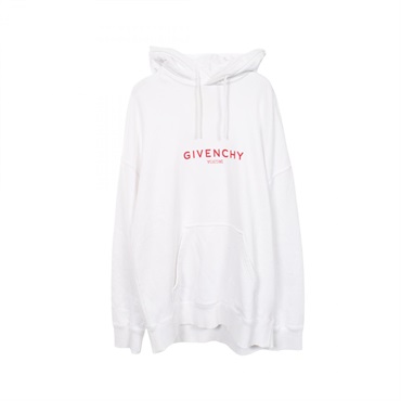 GIVENCHY Logo print Hoodie Sweatshirt cotton White Red Used mens size XL