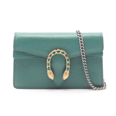 GUCCI Dionysus chain crossbody Shoulder Bag 476432 leather Green Used Women