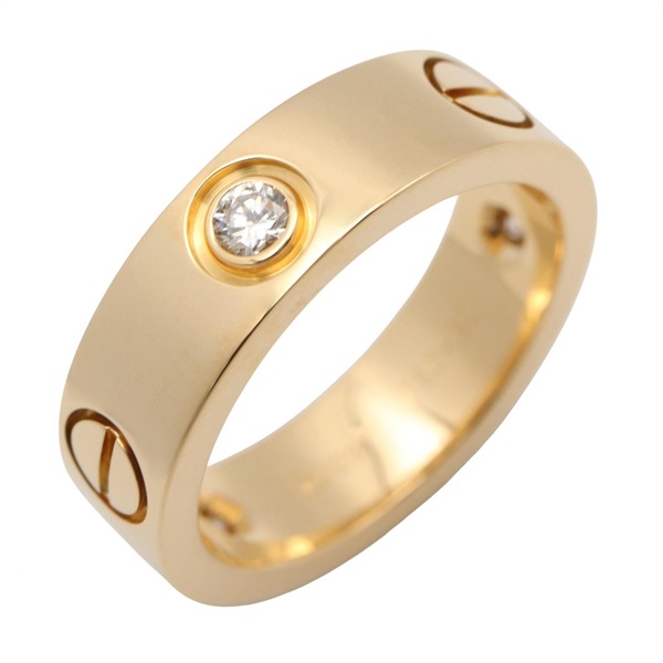 CARTIER Love 3P Diamond Ring 18KYG Yellow Gold Used women US size 5.25 #50