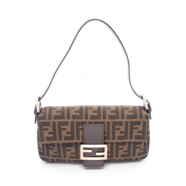FENDI Mamma Bucket SHoulder Handbag canvas leather Brown Used Women