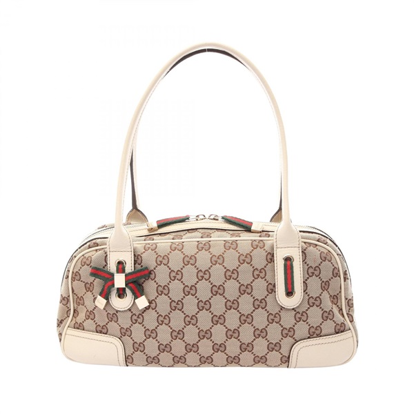 GUCCI Princy Shoulder hand Bag 161720 canvas leather Beige White Multicolor Used