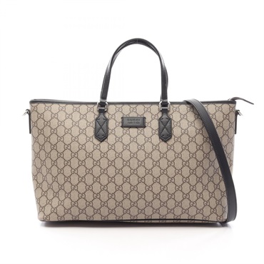 GUCCI GG Supreme Shoudler Crossbody Tote Bag 779866 canvas leather Beige Used