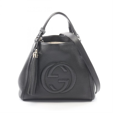 GUCCI Soho interlocking G shoulder crossbody Handbag 336751 leather Black Used