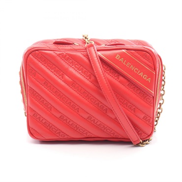 BALENCIAGA Blanket Reporter XS Chain Crossbody Shoulder Bag 502026 leather Red